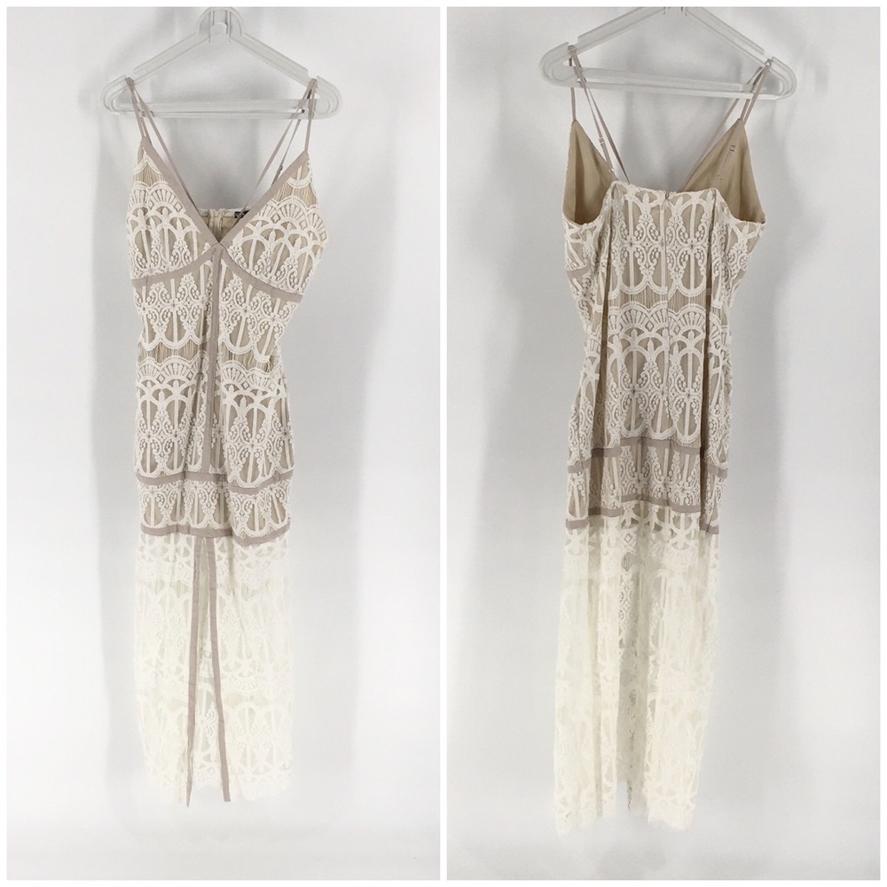 Venus Cream Crochet Lined Lace Maxi…